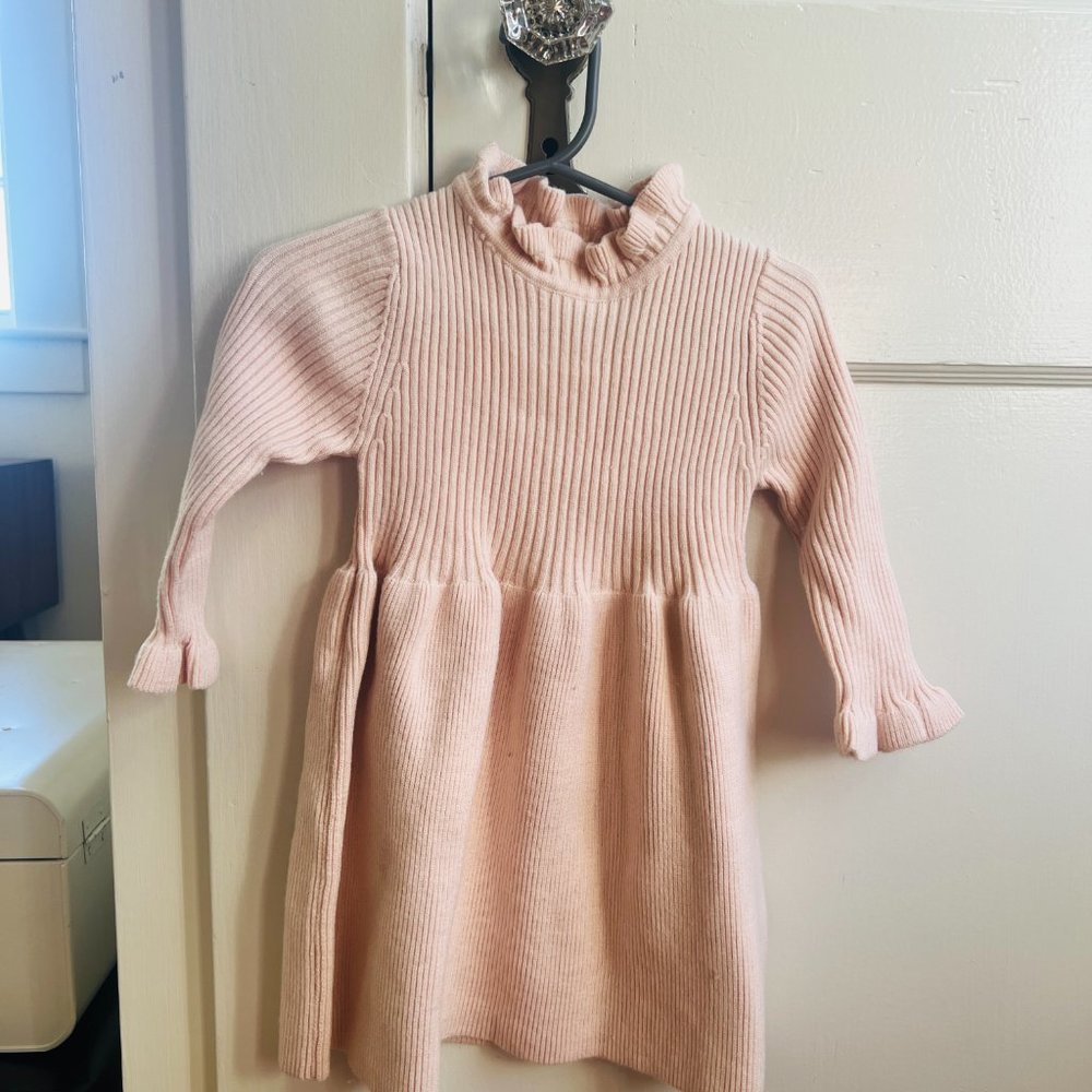 Cream Long Sleeve Girls Dress